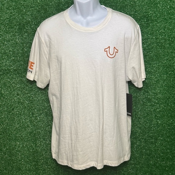 True Religion White Short Sleeve Tee with Smiley Detail - Picture 1 of 5